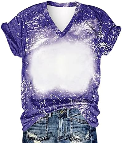 Ženske vrhove Trendy ljetni grafički ispisani labavi kratki rukav V Comfy COSY Dnevne tipke Bluze