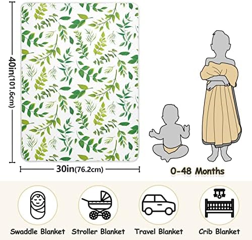 Swaddle pokrivane zelene tropske biljke ostavlja pamučnu pokrivaču za dojenčad, primanje pokrivača,