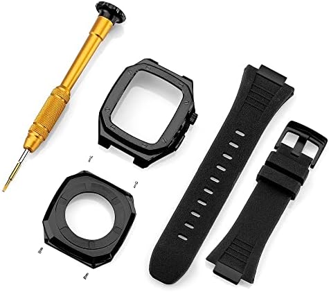 CNHKAU Torbica od nehrđajućeg čelika za Apple Watch Band Modifikacija 45mm 44mm 41mm Metalni mod komplet