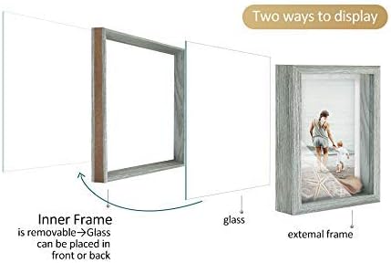 Aflity Shadow Box Frame 5x7 6x8, Memorijalna kutija za kućne ljubimce, Deep Expinual Cutrole Siva