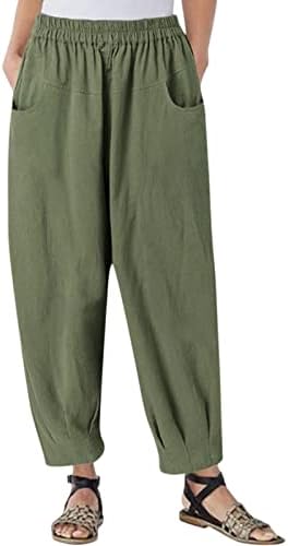 Miashui ženske pantalone sa širokim nogama Casual ženske Casual jednobojne labave džepove pamučne pantalone