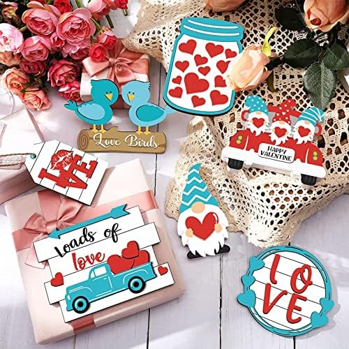 Dekor dnevne valentine, valentinesni dekor ladice, romantični Xoxo Love Hearts Gnomes perle Gnores Relands