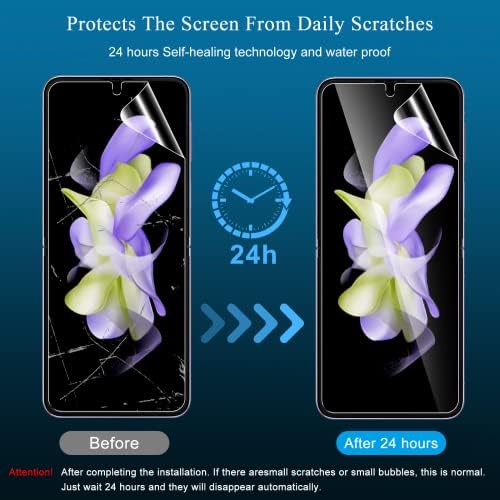 [2 kompleta 8 pakovanja] WYQLTD Zaštita ekrana za Samsung Galaxy Z Flip 4, unutrašnja i zadnja fleksibilna epu