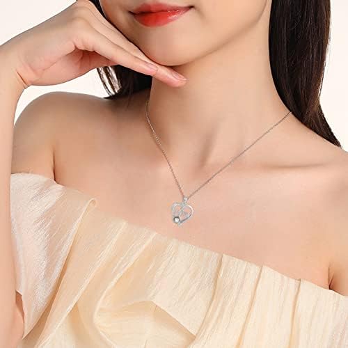 Duga ženska ogrlica modna mama u obliku srca u obliku srca dijamantna ogrlica srebrni privjesak