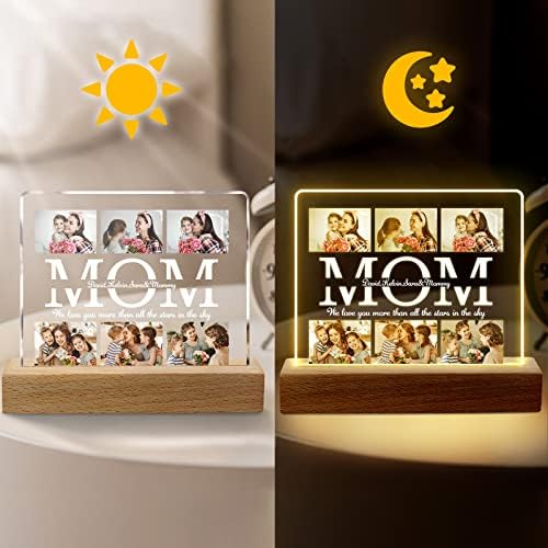 Funmii pokloni za mamu personalizovano-personalizovano noćno svetlo sa tekstom sa više fotografija, pokloni