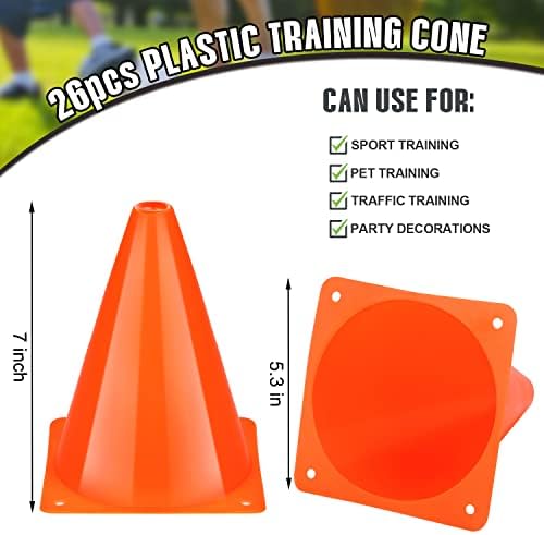 Hfyhwt saobraćajni čunjevi plastični narandžasti čunjevi, 26kom fudbalski čunjevi za bušilice