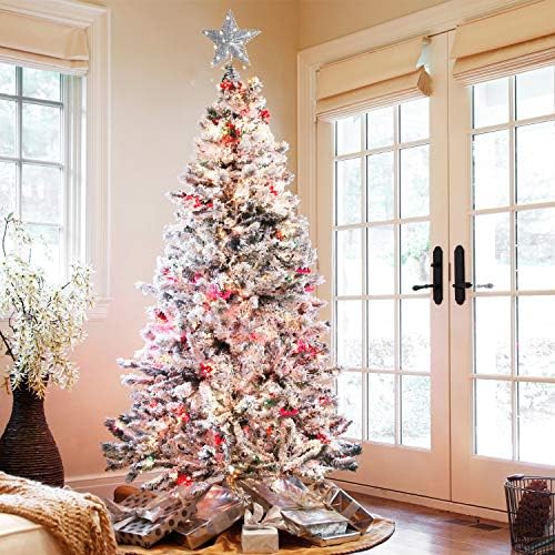 Maiago 10 inča za božićne stablo sa 20 LED svjetla, srebrno blistavi metalni ukrasi za božićne drvce za domaću
