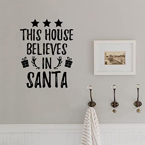 Ova kuća vjeruje u Santa zidne naljepnice, zimske zidne naljepnice, PVC naljepnice, naljepnice za Božićna vrata,