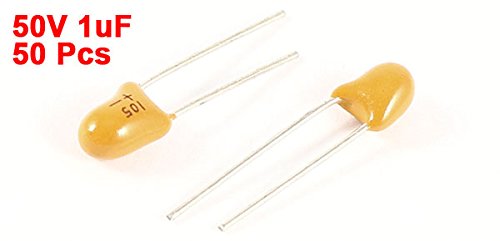 uxcell® a14042900ux0357 50 komada 1uf 50V 2-pinski Žuti radijalni Umočeni tantalski kondenzatori