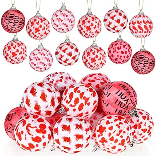 12 komada Valentinovo Ball Ornamenti Valentine ornamenti za drvo tkanina umotana Lopta Ljubav Srce Rose Kiss Ball