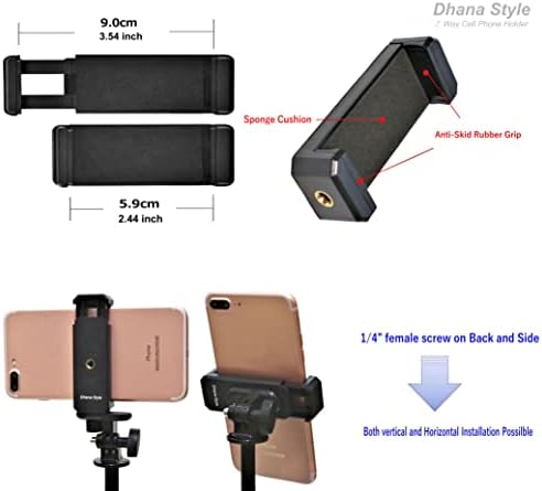 Dhana style 2way Adapter za mobilni telefon 1/4 standardni vijčani stativ / monopod držač držača Stezaljka
