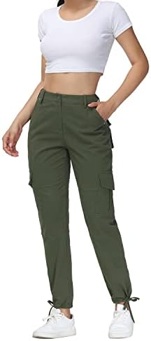 Dafensi ženski pamučni teret elastični struk planinarske hlače lagani vanjski visoki struk casual