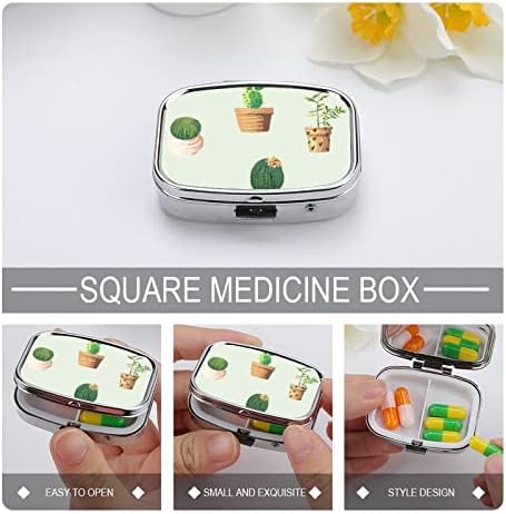 Kutija za pilule Cactus kvadratnog oblika futrola za tablete za lijekove Prijenosna kutija za vitaminske posude