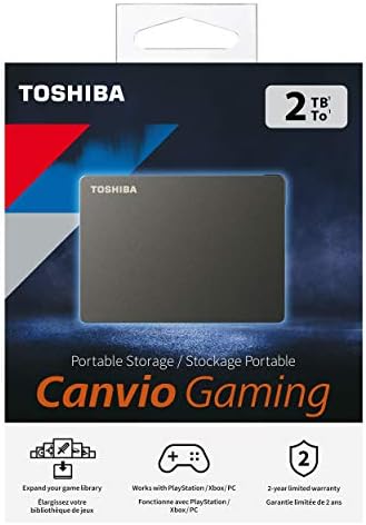 Toshiba 2TB Canvio Gaming-prenosivi eksterni čvrsti disk kompatibilan sa većinom Playstation, Xbox i PC konzola,