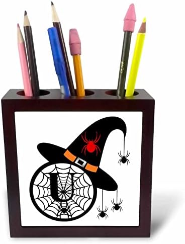 3drose Monogram u Halloween Witch šešir pauci i držači olovki za web pločice