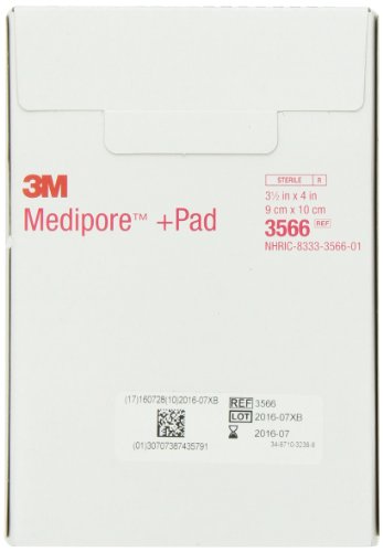 3M ™ Medipore ™ + jastučić mekani krpa ljepljivi preljev 3566, Veličina dresa 3 1/2 u x 4 u, veličini