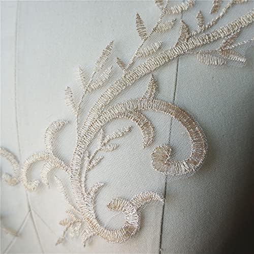 2pcs Light Brown vezene lišće čipke tkanine od čipke za šištanje na zakrpe za vjenčanicu DIY ukras Charm Dekoracija