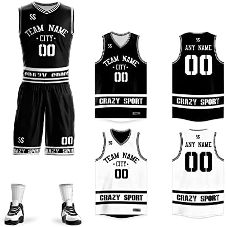 Personalizirajte vlastiti reverzibilni košarkaški dres prilagođeno ime i broj za muškarce /