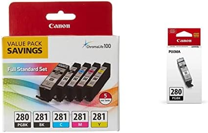 Canon PGI-280 / CLI-281 pakovanje mastila u 5 boja,kompatibilno sa TS8120, TS6120, TR8520, TR7520 i TS9120