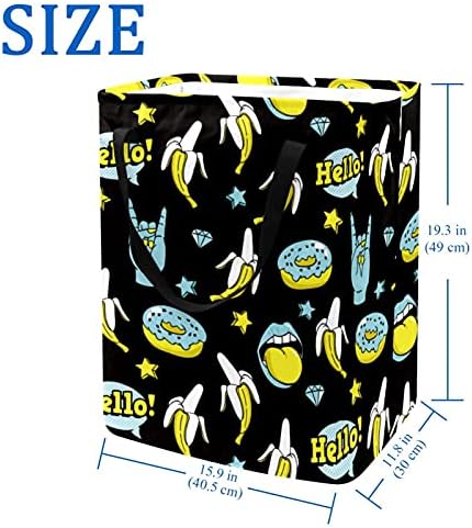 Doodle smiješne krofne banana rock zvezde uzorak Košarica za skladištenje, veliki rublje s ručicama