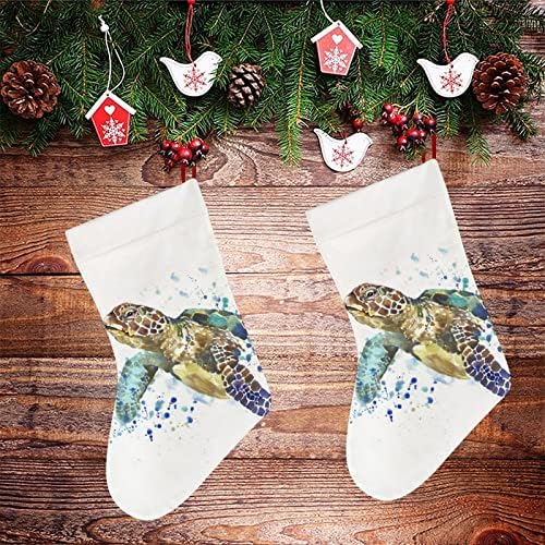 Personalizirana morska kornjača Umjetnost Print Velike božićne čarape, Kamin Viseći za obiteljski odmor Xmas Party