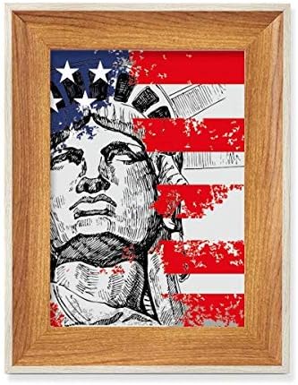 MCJS Kip slobode Amerike zastava država Grad Desktop drveni okvir za fotografije prikaz slike umjetnička