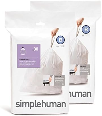 SimpleHuman Custom Fit Trash Can Liner B, 6 litara / 1,6 galona, ​​30 brojeva