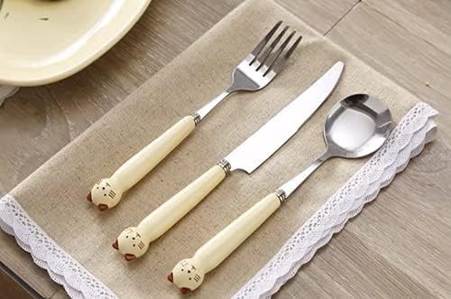 Nož, viljuška i kašika trodijelni set slatkog zapadnjačkog posuđa za domaćinstvo za jelo dečiji