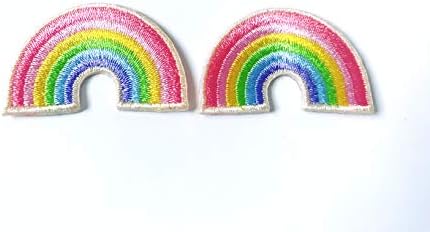 Set od 2 malenog. Mini duge pastel slatki crtani logotipi za pastene za šivanje željeza na vezenom