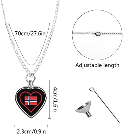 Ljubav Norveška crveno srce srce srce urna ogrlica Print spomen nakit pet kremiranje privjesak za pepeo