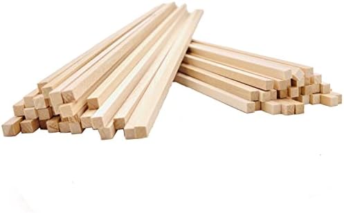 Drveni štapići 100 kom 1/5 x 1/5 x 12 inča kvadratni tipli od tvrdog drveta nedovršene drvene trake kvadratni