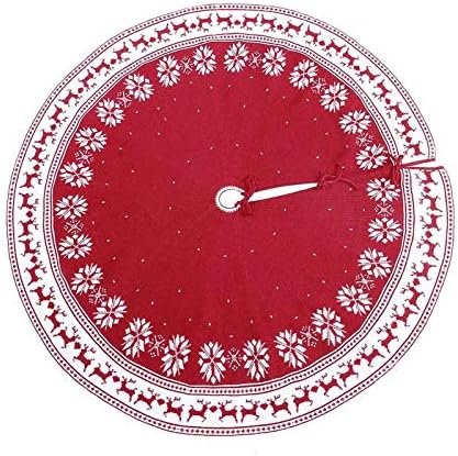Omgpfr božićna suknja, mali okrugli tepih crvena bijela tkanina tkanina snježna pahuljica ELK uzorak tepih