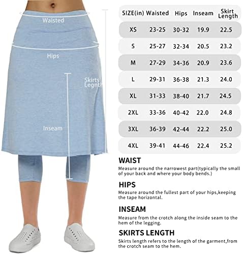 Ženske suknje duljine koljena s gamašima, klizave klizave preklopke CAPRIS za joga ženske džepove patentnih
