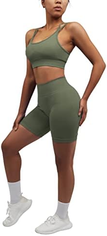 Omkagi Workout setovi za žene Bešavne začuvene sportske grudnjake Butt back hipoteka hlače 2 komada teretane