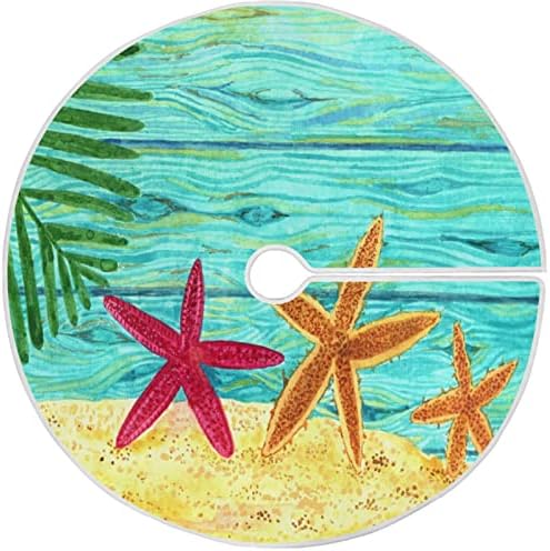 Oarencol Summer Starfish Palm Drvena božićna suknja 36 inčna plaža Sandy Slikarstvo Xmas Dekoracije za odmor