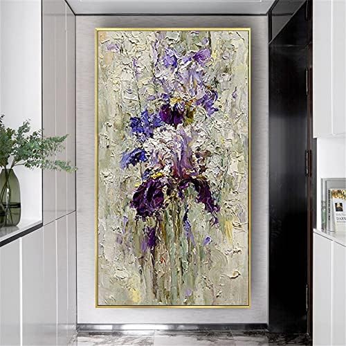 Wunm Studio CE ruka Painted veliki apstraktni Iris platno slika paleta nož cvijeće ulje slikarstvo