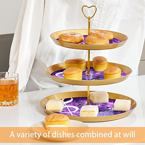 Set za prikaz desertnog stola, Zlatni stalak za kolače, Štandovi za deserte, 3-slojni poslužavnik za serviranje,