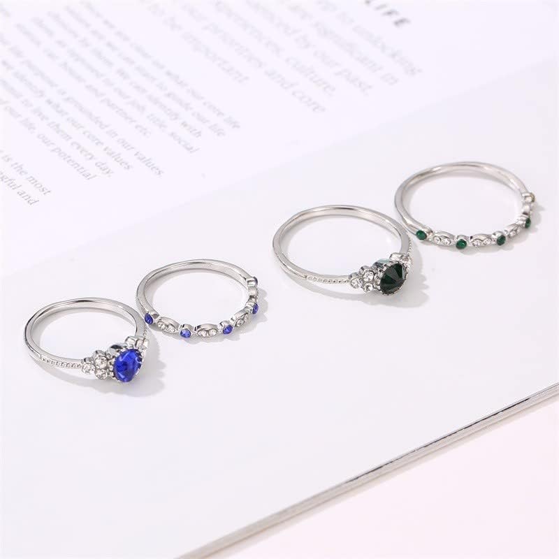 Zaručni prsten za žene Srebrni vjenčani prstenovi 2 komada set obećava prstenove za svoj retro kubični cirkonijski prsten dijamantski prsten