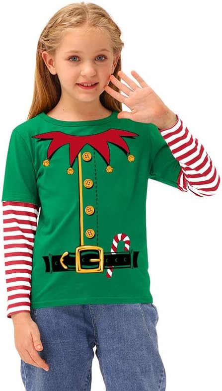 Besserbay Unisex dječja božićna pruga patchwork majica s dugim rukavima 4-12 godina