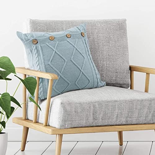 MH MyLune Home Plit bacanje jastuka sa ukrasnim tipkama, mekom pletenom jastučlu za kauču na kauču