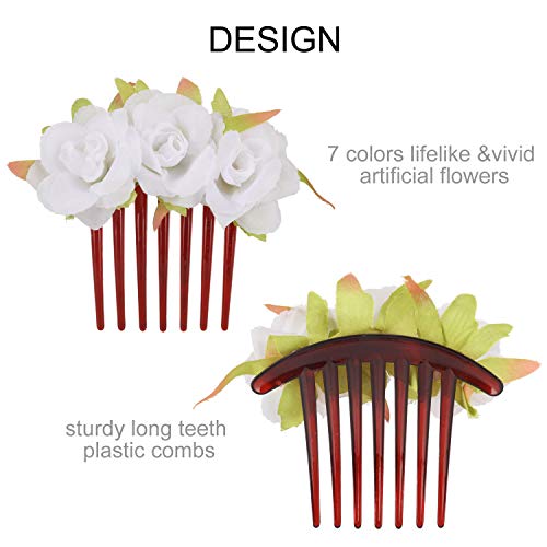7 Pakovanje lažnih umjetnih ruža cvjetna plastična kosa bočna češlja sa zubima sa zubima za kosu