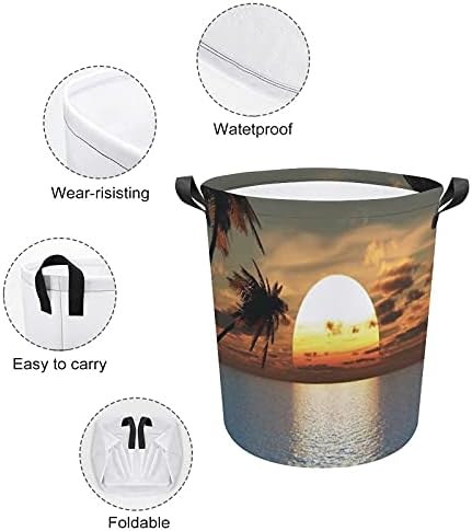Foduoduo košarica za pranje zalaska sunca Ocean Sea Tropsko ostrvo Palmi sa rubljem rublje s