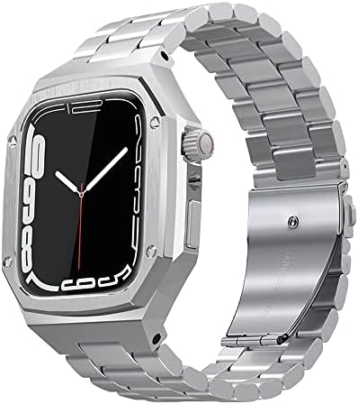 CNHKAU Komplet od nehrđajućeg čelika za Apple Watch Band 45mm 44mm 40mm 41mm metalna futrola za sat za