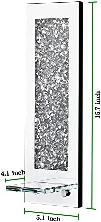 Azonsdop Crystal Crussec Diamond Scorces, srebrni zrcalni držač za svijeće Set 2, zidnih ukrasa