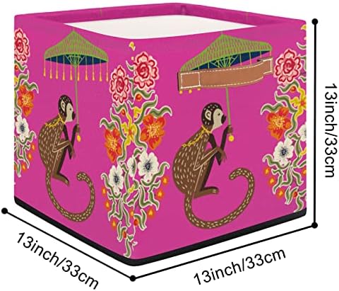 Skladišta kocke Bins Vintage Monkey Chinoiserie Kišobran Velika sklopljiva košara za skladištenje s
