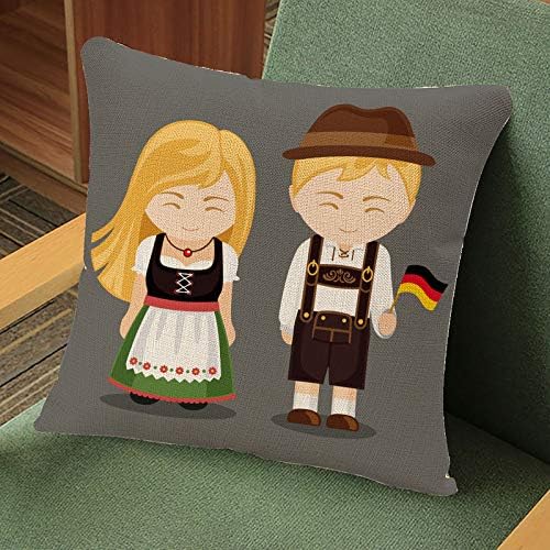 Yggqf bacanje jastuk za jastuk Nemci u nacionalnoj haljini sa zastavama i žena tradicionalnim