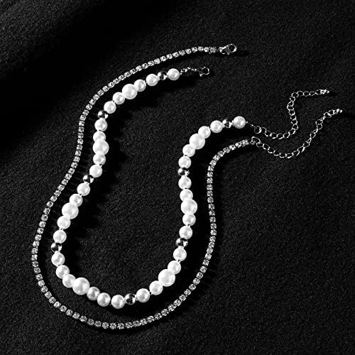 Slojevita ogrlica od nehrđajućeg čelika Srebrna kubanska lančića za muškarce biserna ogrlica za muškarce
