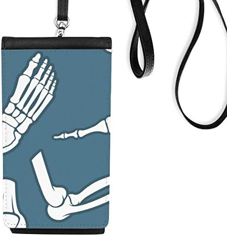 Human skelet plavi crtani ilustracija Telefon novčanik torbica Viseće mobilne torbice Crni džep