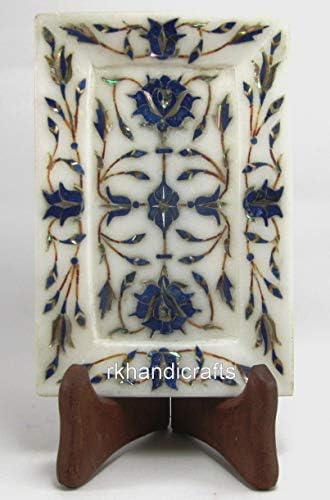 6 x 4 inča Lapis Lazuli Kamenje INLAY Radnoj čaj za posluživanje čaja za ured Dekor Bijeli