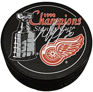 MARTIN LAPOINTE potpisao 1998 Stanley Cup Šampiona Puck-Detroit Red Wings-autograme NHL Paks